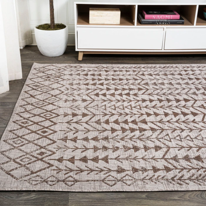 Tokay Bohemian Geometric Beige/Brown 5 ft. x 8 ft. Indoor/Outdoor Area Rug