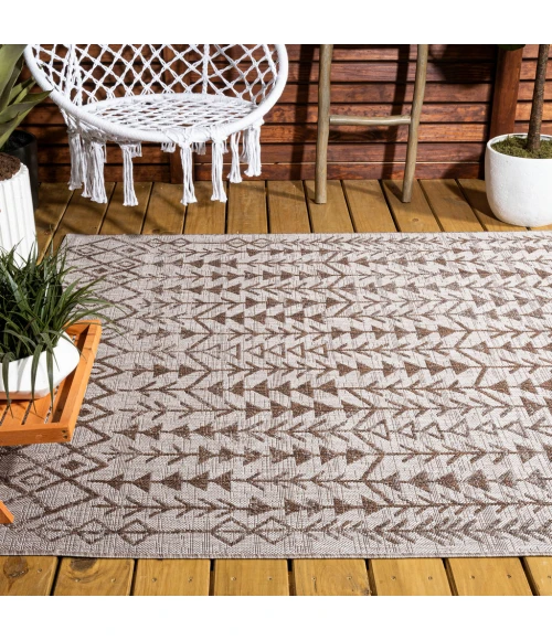 Tokay Bohemian Geometric Beige/Brown 3 ft. x 5 ft. Indoor/Outdoor Area Rug
