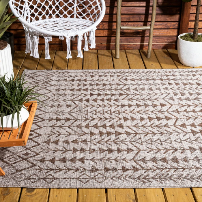 Tokay Bohemian Geometric Beige/Brown 5 ft. x 8 ft. Indoor/Outdoor Area Rug