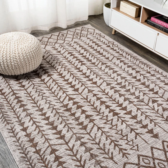 Tokay Bohemian Geometric Beige/Brown 5 ft. x 8 ft. Indoor/Outdoor Area Rug
