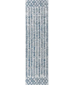 Jonathany Santa Monica SMB132B Ivory/Blue Area Rug 2 ft. 2 in. X 10 ft. Runner