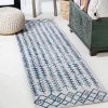 Jonathany Santa Monica SMB132B Ivory/Blue Area Rug 2 ft. 2 in. X 10 ft. Runner