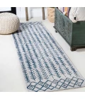Tokay Bohemian Geometric Ivory/Blue 2 ft. x 10 ft. Indoor/Outdoor Runner Rug