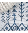 Tokay Bohemian Geometric Ivory/Blue 2 ft. x 10 ft. Indoor/Outdoor Runner Rug