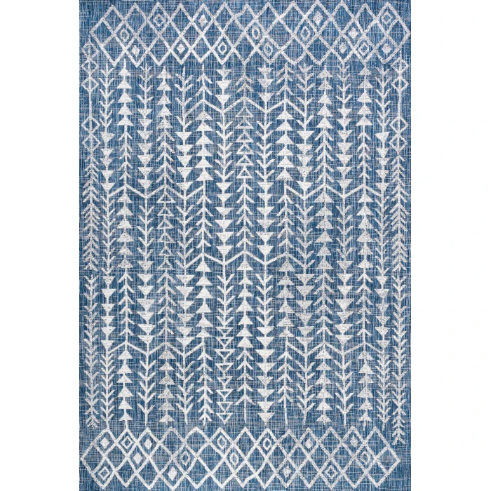 Tokay Bohemian Geometric Blue/Ivory 5 ft. x 8 ft. Indoor/Outdoor Area Rug