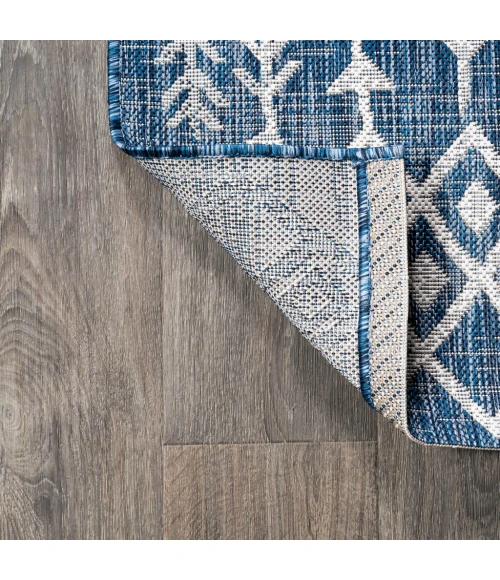 Tokay Bohemian Geometric Blue/Ivory 2 ft. x 10 ft. Indoor/Outdoor Runner Rug