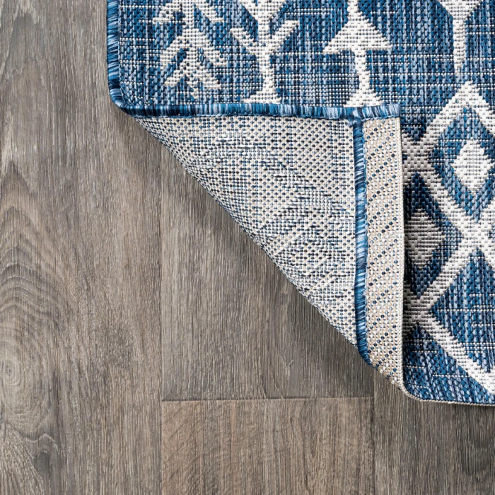 Tokay Bohemian Geometric Blue/Ivory 2 ft. x 10 ft. Indoor/Outdoor Runner Rug