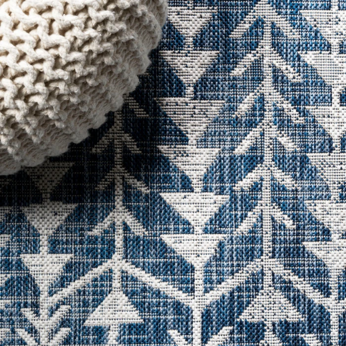 Tokay Bohemian Geometric Blue/Ivory 2 ft. x 10 ft. Indoor/Outdoor Runner Rug