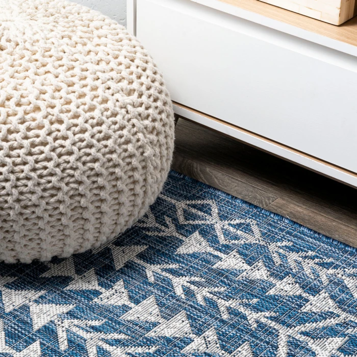 Tokay Bohemian Geometric Blue/Ivory 2 ft. x 10 ft. Indoor/Outdoor Runner Rug