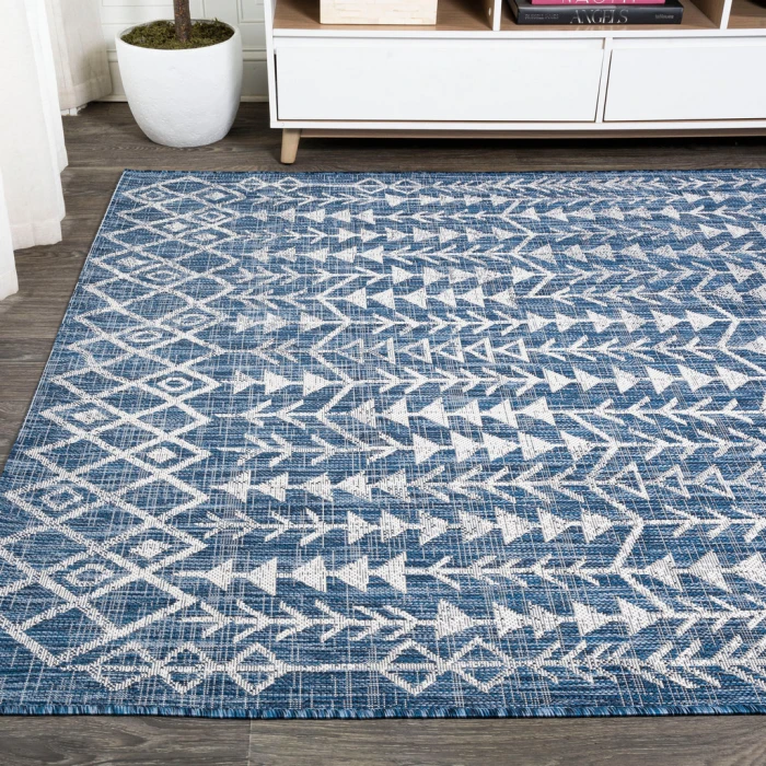 Tokay Bohemian Geometric Blue/Ivory 5 ft. x 8 ft. Indoor/Outdoor Area Rug