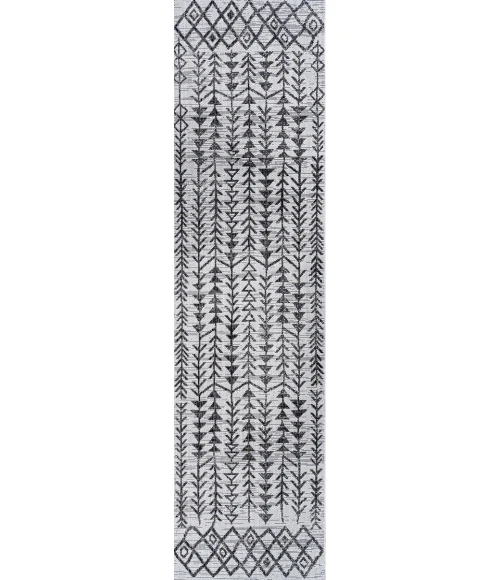 Tokay Bohemian Geometric Ivory/Black 2 ft. x 10 ft. Indoor/Outdoor Runner Rug