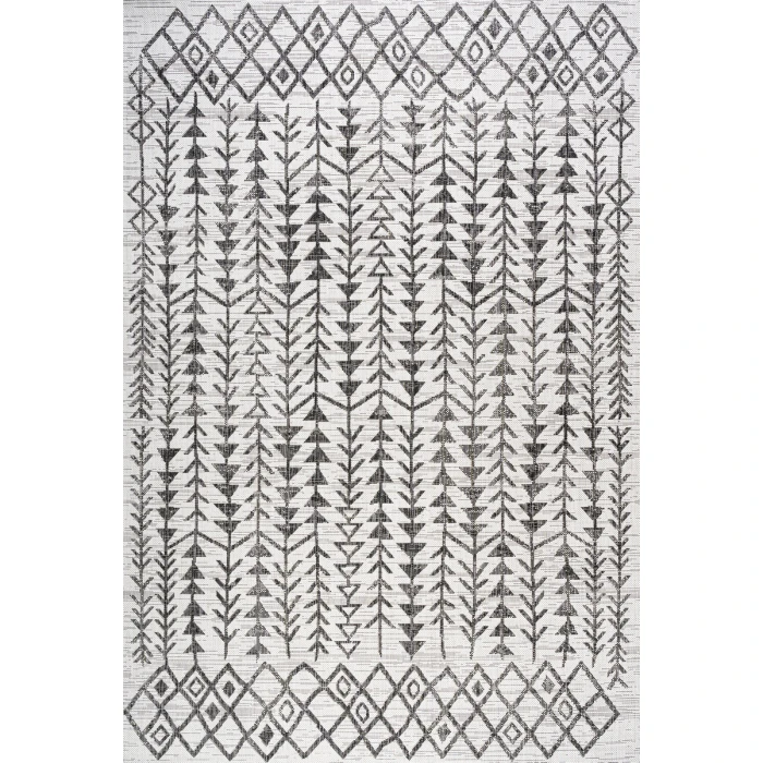 Tokay Bohemian Geometric Ivory/Black 3 ft. x 5 ft. Indoor/Outdoor Area Rug