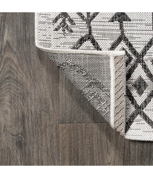 Tokay Bohemian Geometric Ivory/Black 2 ft. x 10 ft. Indoor/Outdoor Runner Rug