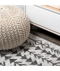 Tokay Bohemian Geometric Ivory/Black 2 ft. x 10 ft. Indoor/Outdoor Runner Rug