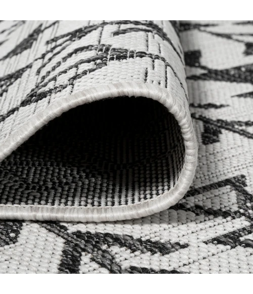 Tokay Bohemian Geometric Ivory/Black 2 ft. x 10 ft. Indoor/Outdoor Runner Rug
