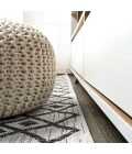 Tokay Bohemian Geometric Ivory/Black 2 ft. x 10 ft. Indoor/Outdoor Runner Rug