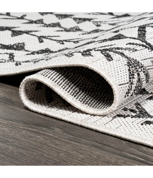 Tokay Bohemian Geometric Ivory/Black 2 ft. x 10 ft. Indoor/Outdoor Runner Rug