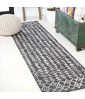 Tokay Bohemian Geometric Black/Ivory 2 ft. x 10 ft. Indoor/Outdoor Runner Rug