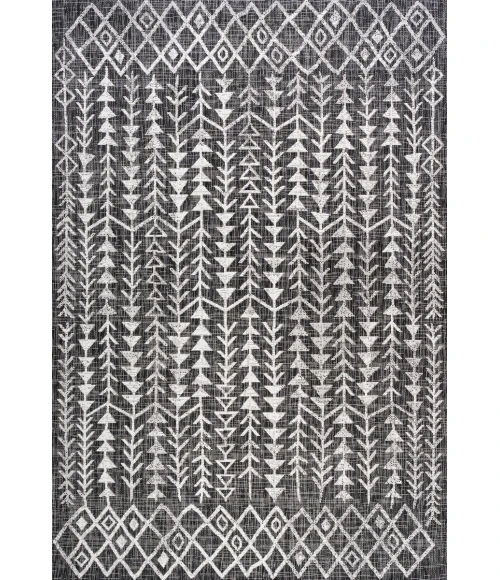 Tokay Bohemian Geometric Black/Ivory 4 ft. x 6 ft. Indoor/Outdoor Area Rug