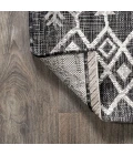 Tokay Bohemian Geometric Black/Ivory 2 ft. x 10 ft. Indoor/Outdoor Runner Rug