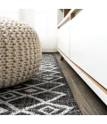 Tokay Bohemian Geometric Black/Ivory 2 ft. x 10 ft. Indoor/Outdoor Runner Rug