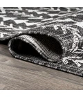 Tokay Bohemian Geometric Black/Ivory 2 ft. x 10 ft. Indoor/Outdoor Runner Rug