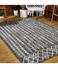 Tokay Bohemian Geometric Black/Ivory 4 ft. x 6 ft. Indoor/Outdoor Area Rug