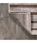 Sukie Modern Offset Stripe Beige/Brown 2 ft. x 8 ft. Indoor/Outdoor Runner Rug
