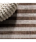 Sukie Modern Offset Stripe Beige/Brown 2 ft. x 8 ft. Indoor/Outdoor Runner Rug
