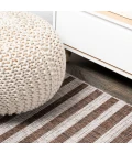Sukie Modern Offset Stripe Beige/Brown 2 ft. x 8 ft. Indoor/Outdoor Runner Rug