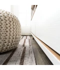 Sukie Modern Offset Stripe Beige/Brown 2 ft. x 8 ft. Indoor/Outdoor Runner Rug