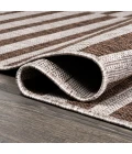 Sukie Modern Offset Stripe Beige/Brown 2 ft. x 8 ft. Indoor/Outdoor Runner Rug