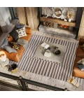 Sukie Modern Offset Stripe Beige/Brown 3 ft. x 5 ft. Indoor/Outdoor Area Rug