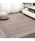Sukie Modern Offset Stripe Beige/Brown 3 ft. x 5 ft. Indoor/Outdoor Area Rug