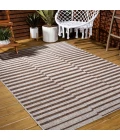Sukie Modern Offset Stripe Beige/Brown 3 ft. x 5 ft. Indoor/Outdoor Area Rug
