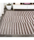 Sukie Modern Offset Stripe Beige/Brown 3 ft. x 5 ft. Indoor/Outdoor Area Rug