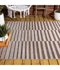 Sukie Modern Offset Stripe Beige/Brown 3 ft. x 5 ft. Indoor/Outdoor Area Rug