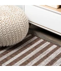 Sukie Modern Offset Stripe Brown/Beige 2 ft. x 8 ft. Indoor/Outdoor Runner Rug
