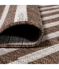 Sukie Modern Offset Stripe Brown/Beige 2 ft. x 8 ft. Indoor/Outdoor Runner Rug
