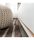 Sukie Modern Offset Stripe Brown/Beige 2 ft. x 8 ft. Indoor/Outdoor Runner Rug