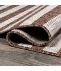 Sukie Modern Offset Stripe Brown/Beige 2 ft. x 8 ft. Indoor/Outdoor Runner Rug
