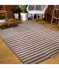 Sukie Modern Offset Stripe Brown/Beige 3 ft. x 5 ft. Indoor/Outdoor Area Rug