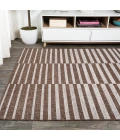 Sukie Modern Offset Stripe Brown/Beige 3 ft. x 5 ft. Indoor/Outdoor Area Rug