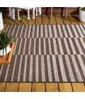 Sukie Modern Offset Stripe Brown/Beige 3 ft. x 5 ft. Indoor/Outdoor Area Rug