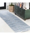 Sukie Modern Offset Stripe Ivory/Blue 2 ft. x 8 ft. Indoor/Outdoor Runner Rug