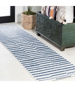 Jonathany Santa Monica SMB133C Ivory/Blue Area Rug 2 ft. 2 in. X 10 ft. Runner