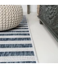 Sukie Modern Offset Stripe Ivory/Blue 2 ft. x 8 ft. Indoor/Outdoor Runner Rug