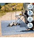 Sukie Modern Offset Stripe Ivory/Blue 2 ft. x 8 ft. Indoor/Outdoor Runner Rug