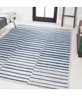 Sukie Modern Offset Stripe Ivory/Blue 3 ft. x 5 ft. Indoor/Outdoor Area Rug