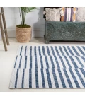 Sukie Modern Offset Stripe Ivory/Blue 3 ft. x 5 ft. Indoor/Outdoor Area Rug